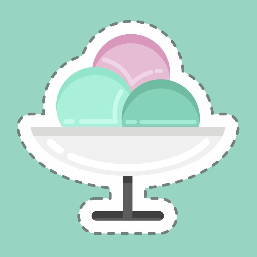 Sticker line cut Gelato Bowl. suitable for education symbol. simple design editable. design template vector. simple illustration vector