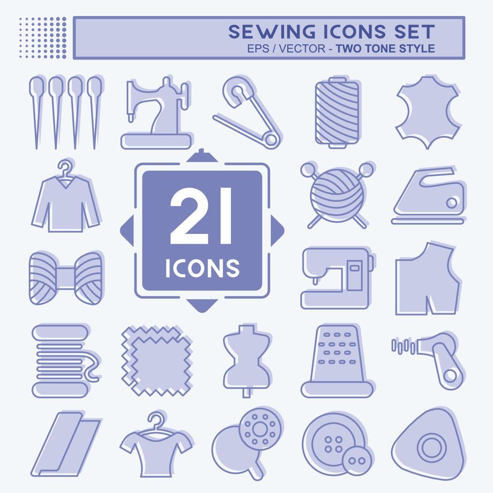 Icon Set Sewing. suitable for education symbol. two tone style. simple design editable. design template vector. simple illustration vector