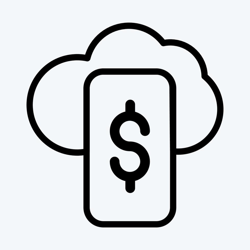 Icon Digital Wallet. suitable for education symbol. line style. simple design editable. design template vector. simple illustration vector