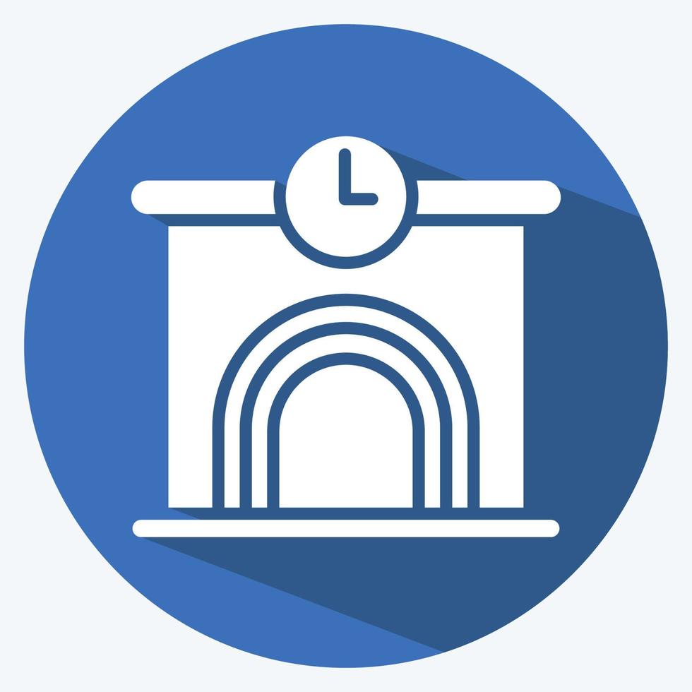 Icon Railway Station. suitable for education symbol. long shadow style. simple design editable. design template vector. simple illustration vector