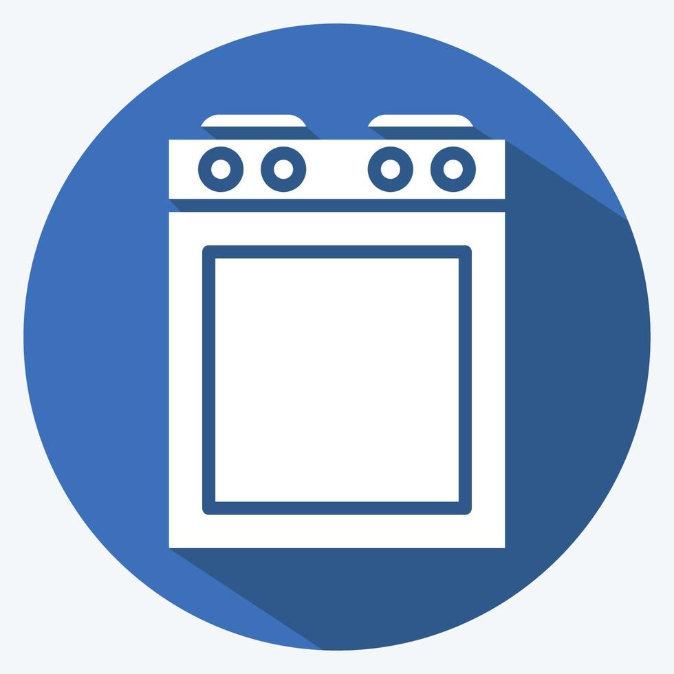 Icon Stove. suitable for Kitchen Appliances symbol. long shadow style. simple design editable. design template vector. simple illustration vector