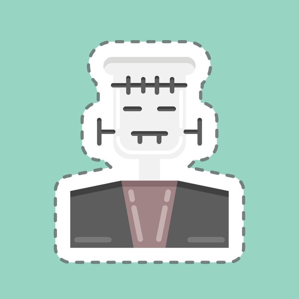 Sticker line cut Frankenstein. suitable for Halloween symbol. simple design editable. design template vector. simple illustration vector
