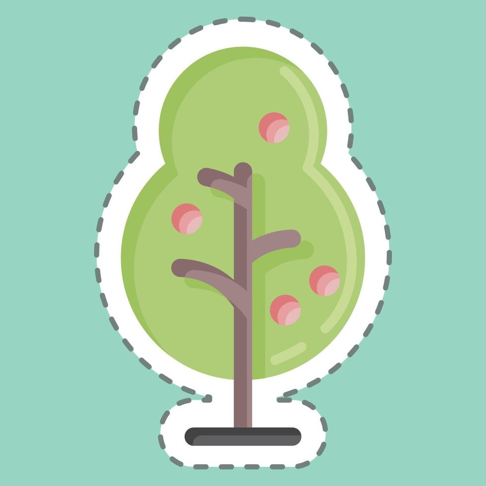 árbol de corte de línea de pegatina. adecuado para el símbolo del parque de la ciudad. diseño simple editable. vector de plantilla de diseño. ilustración sencilla