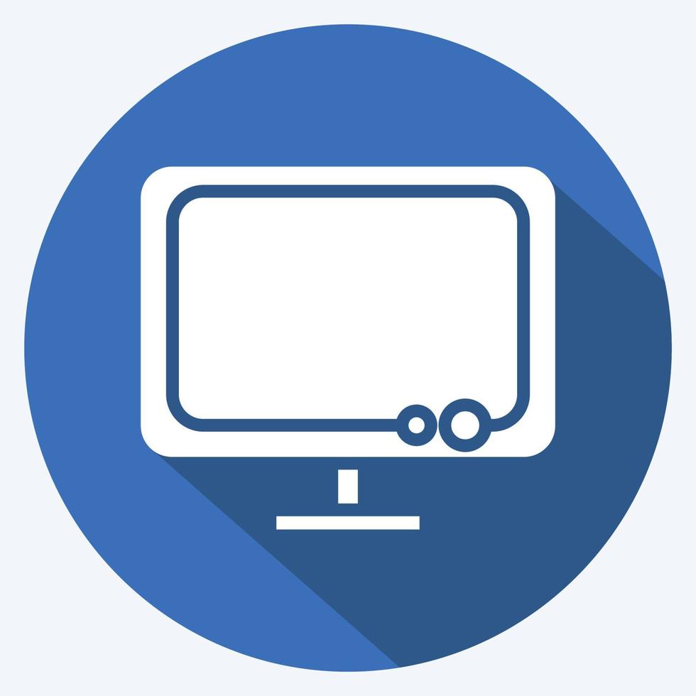Icon Monitor. suitable for Computer Components symbol. long shadow style. simple design editable. design template vector. simple illustration vector