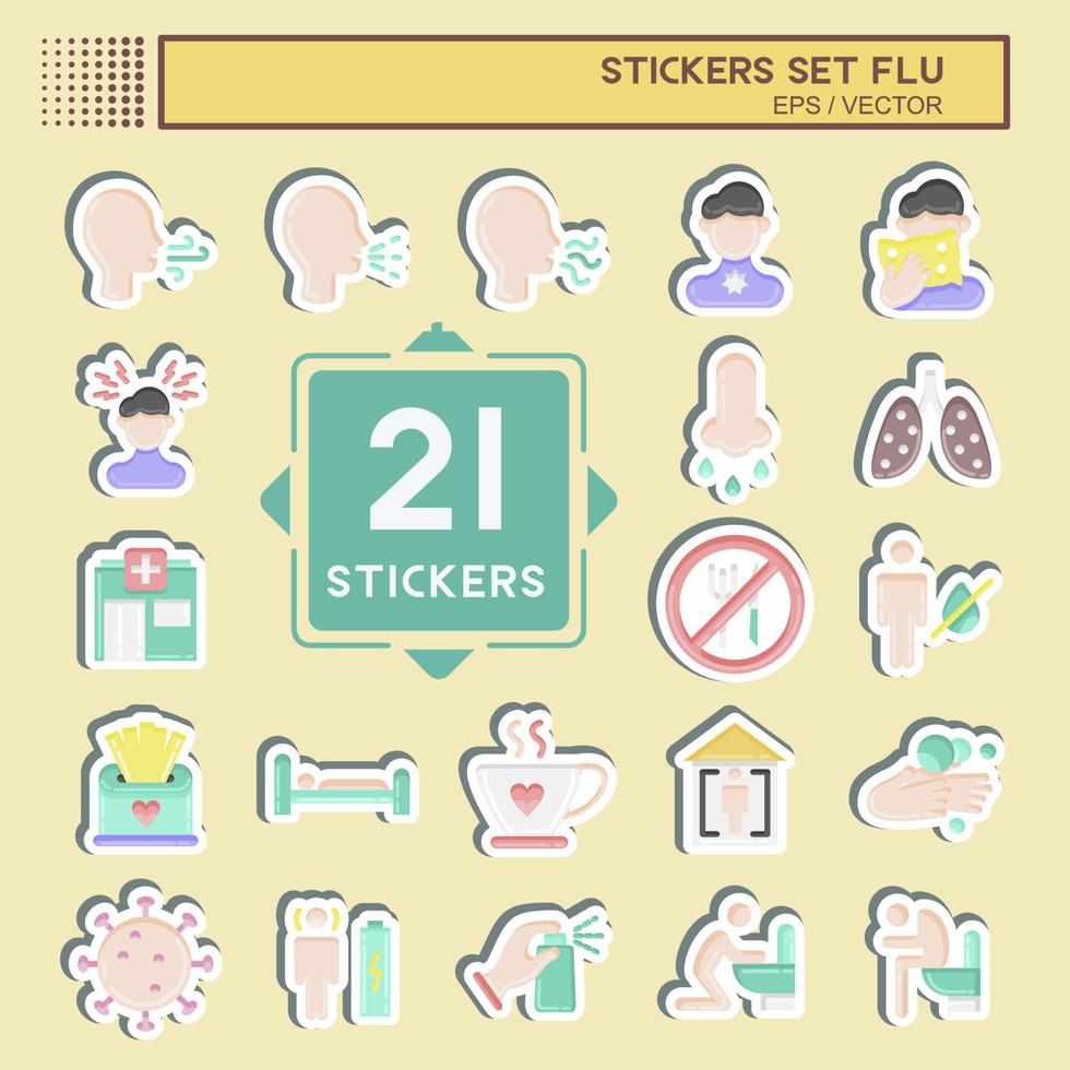 Sticker Set Flu. suitable for education symbol. simple design editable. design template vector. simple illustration vector