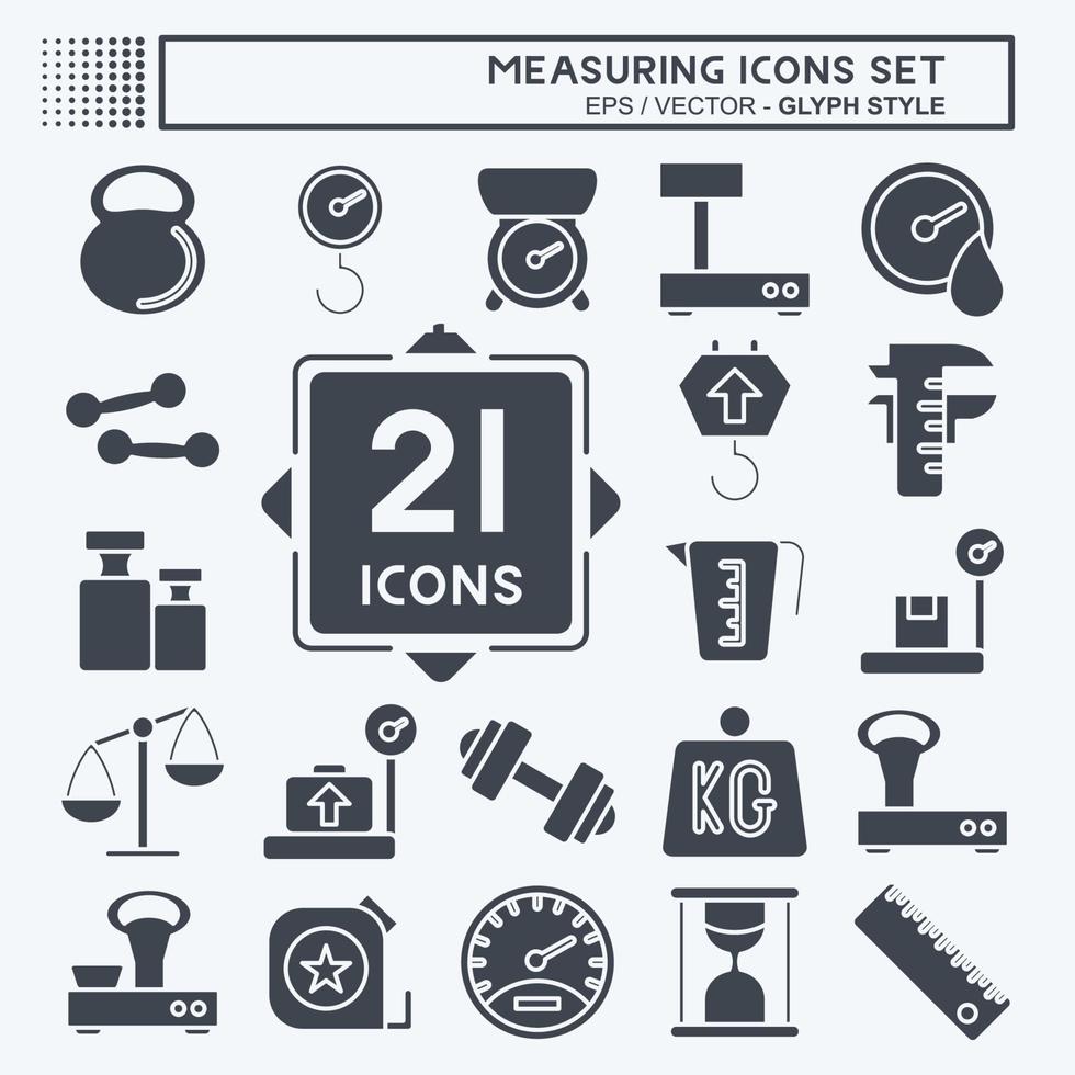 Icon Set Measuring. suitable for education symbol. glyph style. simple design editable. design template vector. simple illustration vector