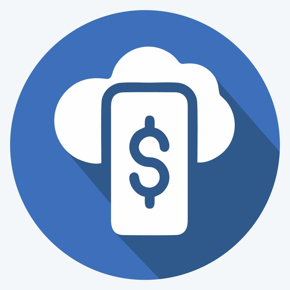 Icon Digital Wallet. suitable for education symbol. long shadow style. simple design editable. design template vector. simple illustration vector