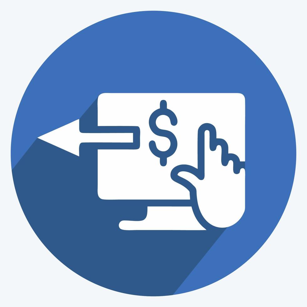 Icon Online Banking. suitable for education symbol. long shadow style. simple design editable. design template vector. simple illustration vector