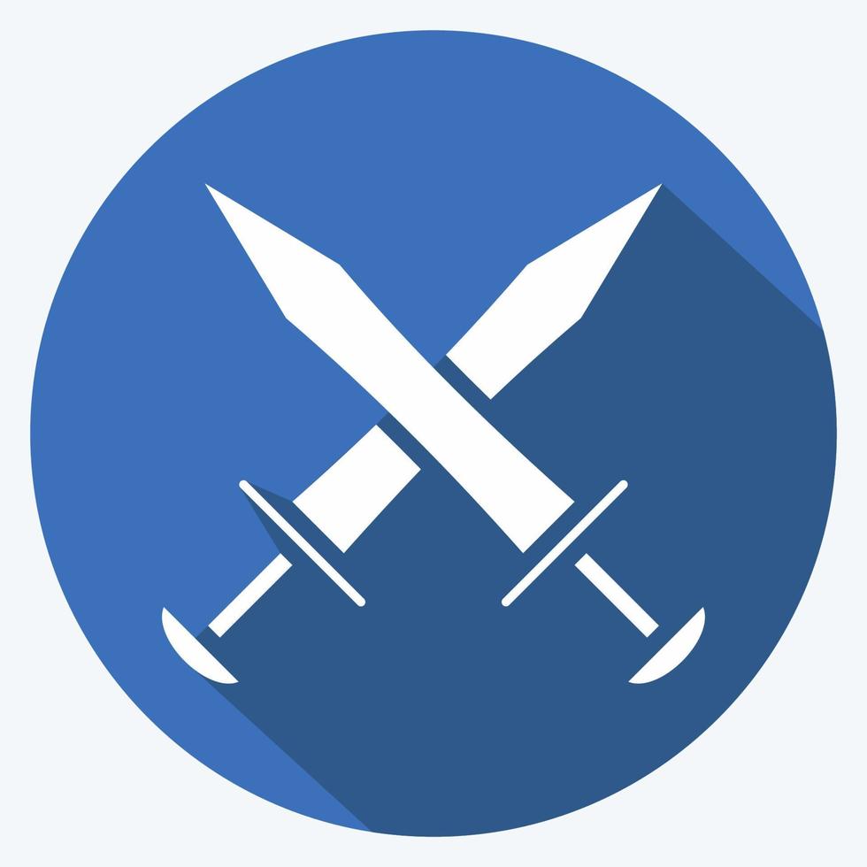 Icon Swords. suitable for education symbol. long shadow style. simple design editable. design template vector. simple illustration vector