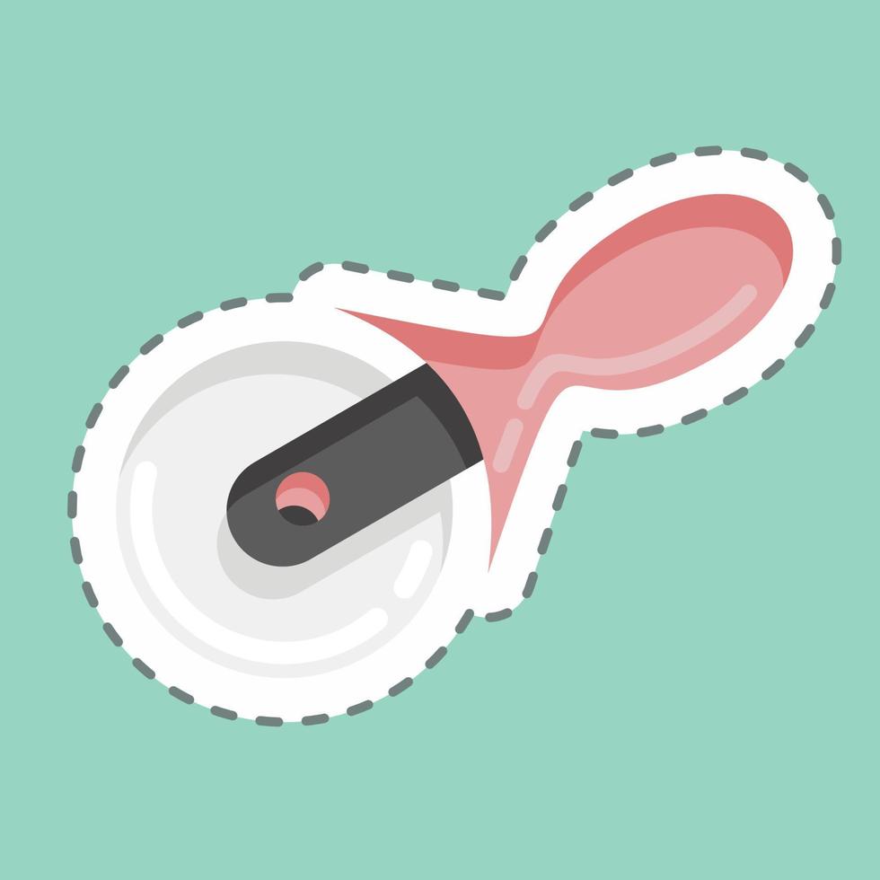 Sticker line cut Pizza Cutter. suitable for education symbol. simple design editable. design template vector. simple illustration vector