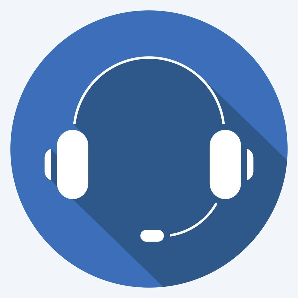 Icon Headphone. suitable for Computer Components symbol. long shadow style. simple design editable. design template vector. simple illustration vector