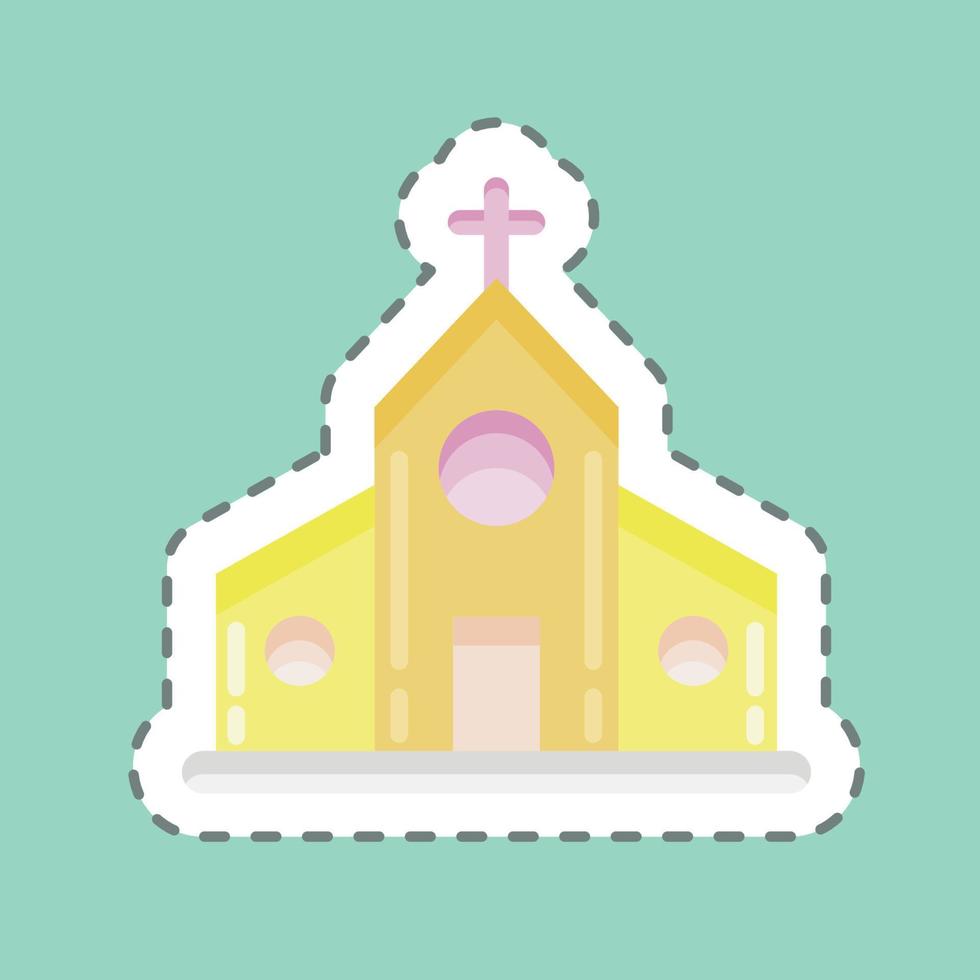 iglesia de corte de línea de pegatina. adecuado para el símbolo de la educación. diseño simple editable. vector de plantilla de diseño. ilustración sencilla