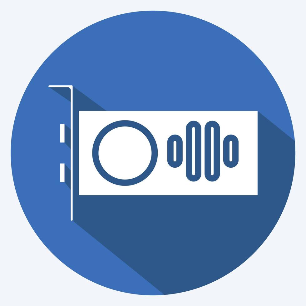Icon GPU. suitable for Computer Components symbol. long shadow style. simple design editable. design template vector. simple illustration vector