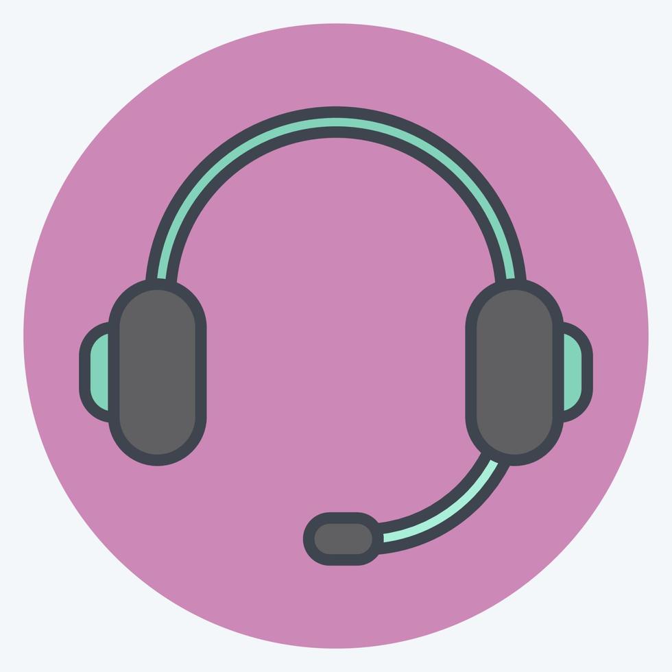 Icon Headphone. suitable for Computer Components symbol. color mate style. simple design editable. design template vector. simple illustration vector