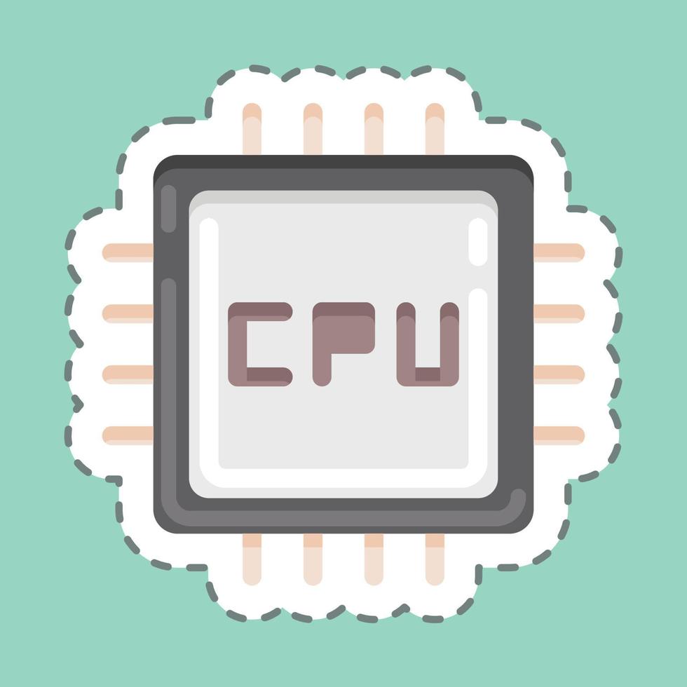 Sticker line cut CPU. suitable for Computer Components symbol. simple design editable. design template vector. simple illustration vector