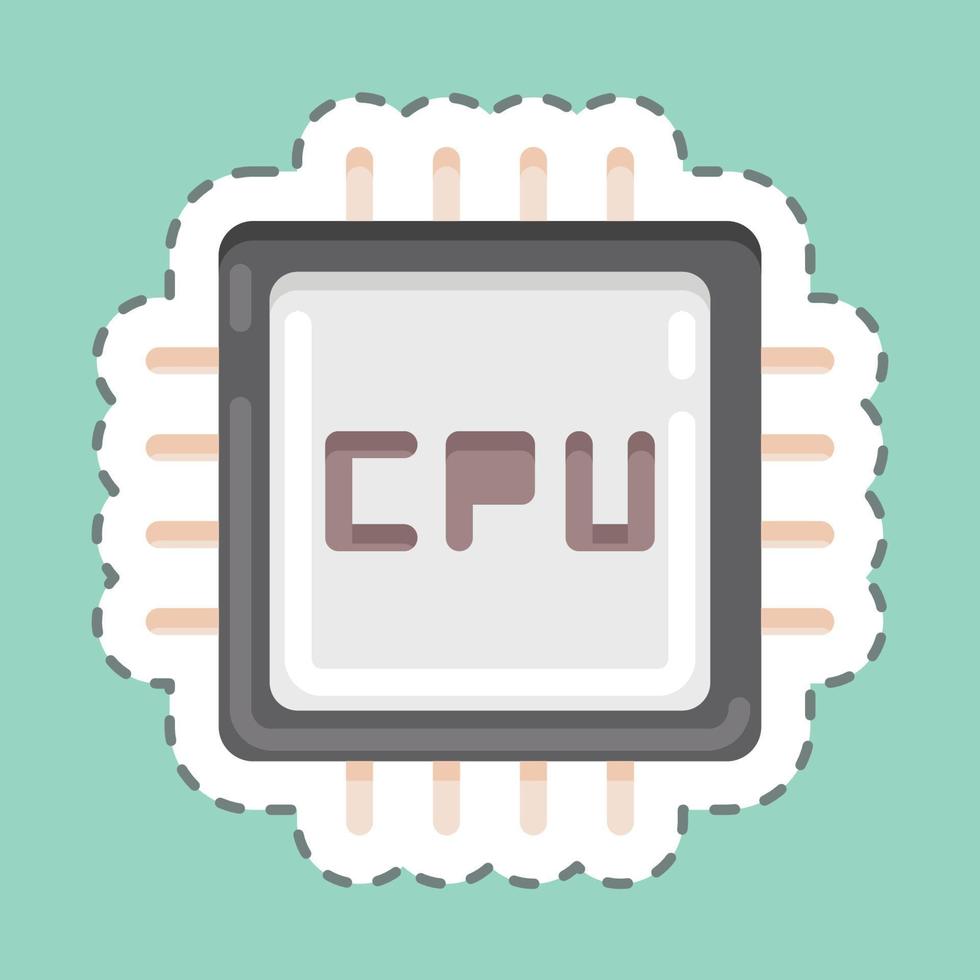 pegatina línea cortada cpu. adecuado para el símbolo de los componentes de la computadora. diseño simple editable. vector de plantilla de diseño. ilustración sencilla