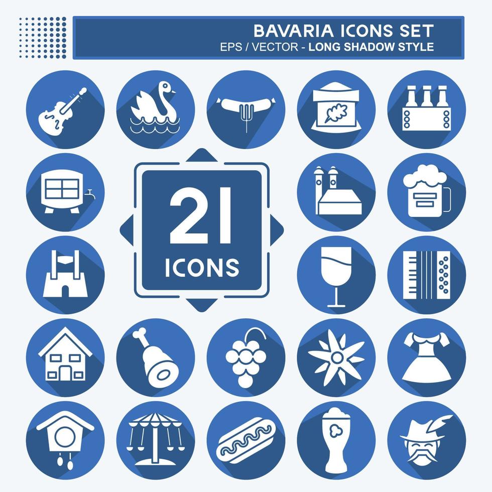 Icon Set Bavaria. suitable for education symbol. long shadow style. simple design editable. design template vector. simple illustration vector