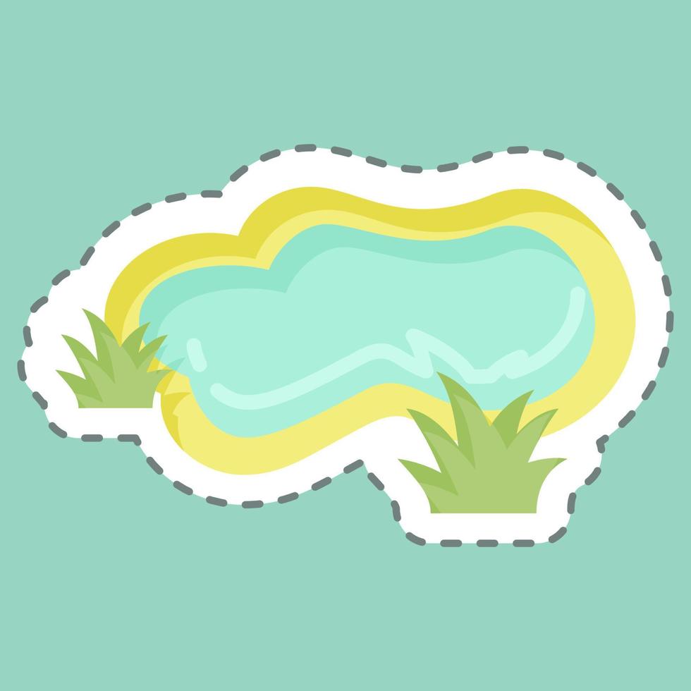 Sticker line cut Pond. suitable for City Park symbol. simple design editable. design template vector. simple illustration vector