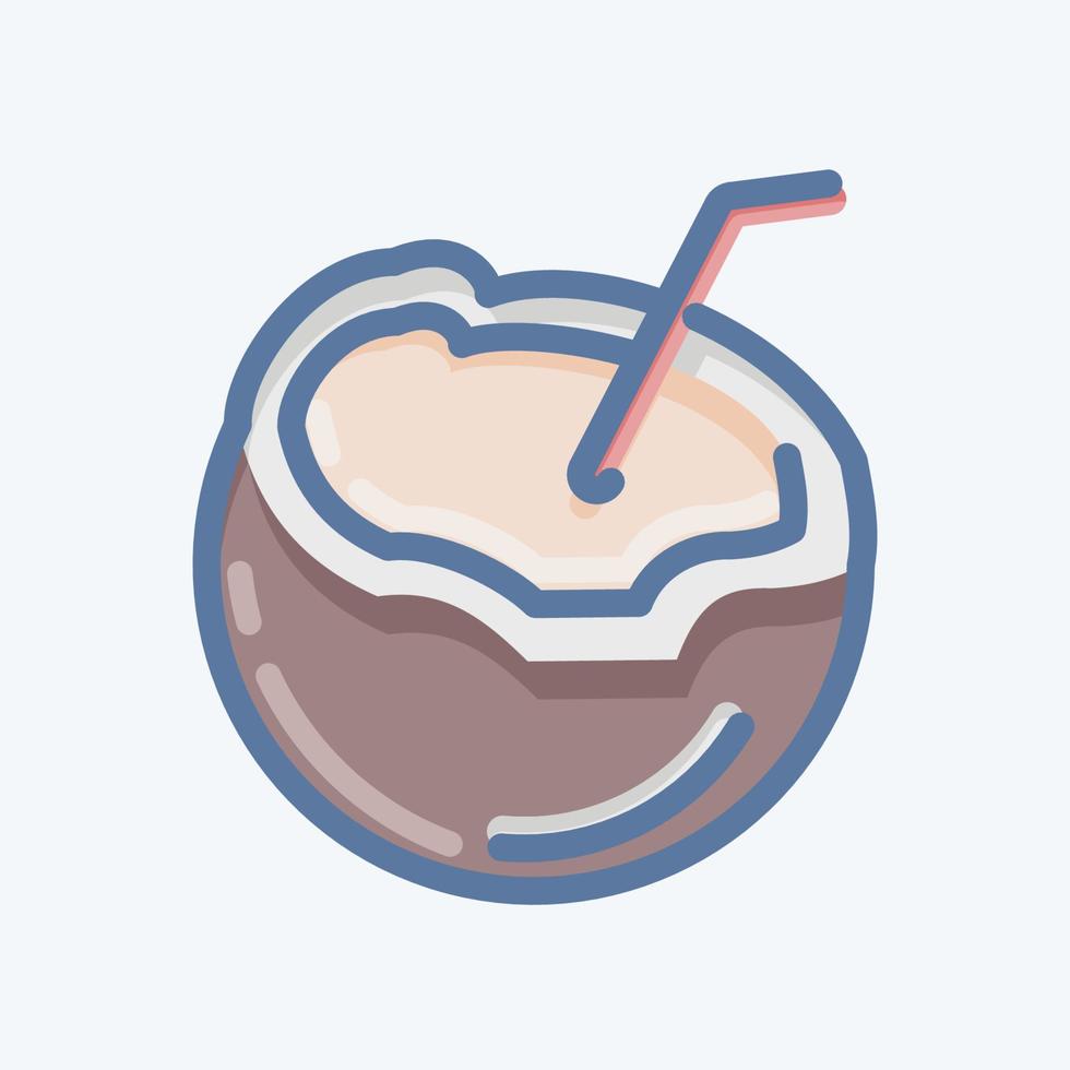 Icon Coconut. suitable for Nuts symbol. doodle style. simple design editable. design template vector. simple illustration vector
