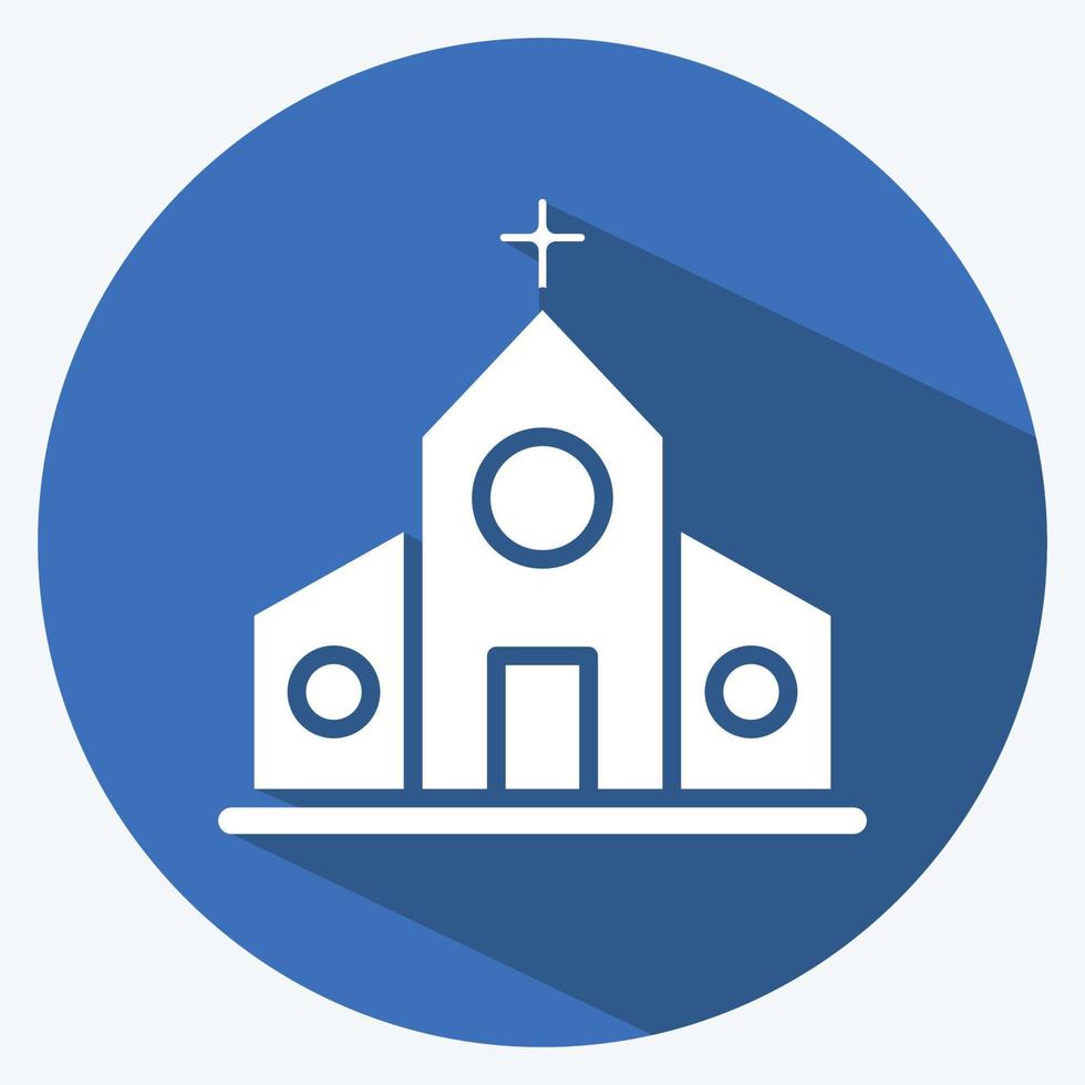 Icon Church. suitable for education symbol. long shadow style. simple design editable. design template vector. simple illustration vector