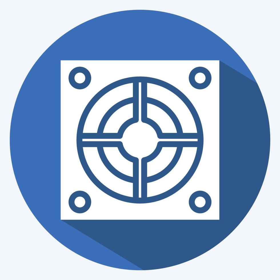 Icon Power Supply. suitable for Computer Components symbol. long shadow style. simple design editable. design template vector. simple illustration vector