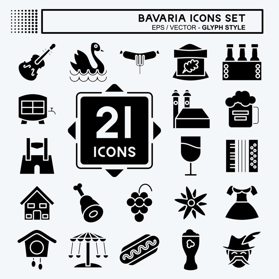 Icon Set Bavaria. suitable for education symbol. glyph style. simple design editable. design template vector. simple illustration vector