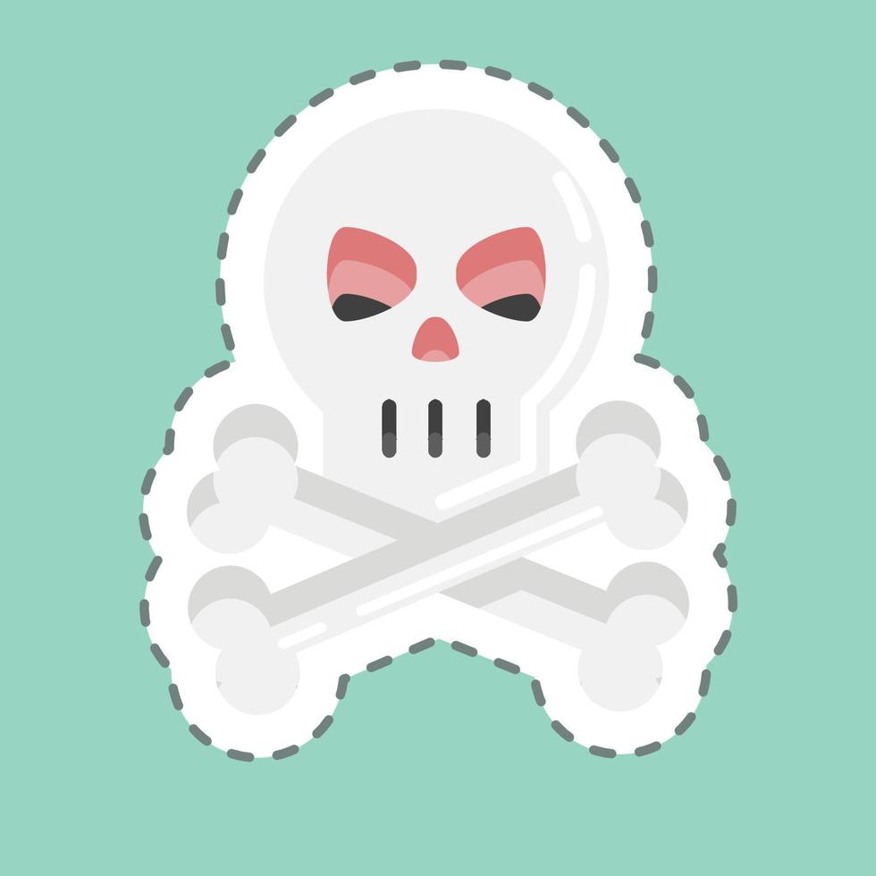Sticker line cut Skull. suitable for Halloween symbol. simple design editable. design template vector. simple illustration vector