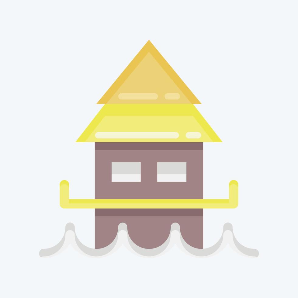 Icon Bungalow. suitable for education symbol. flat style. simple design editable. design template vector. simple illustration vector