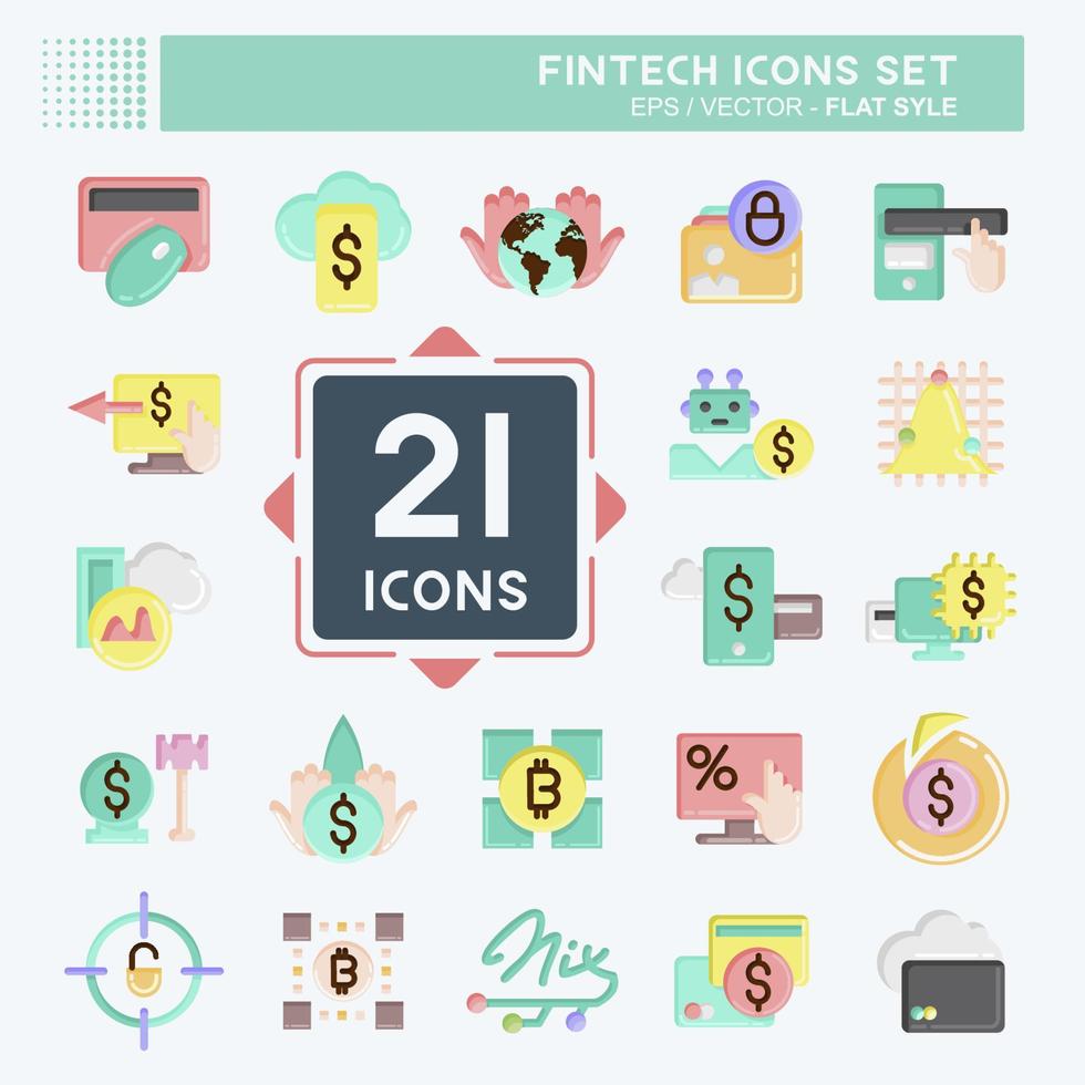 Icon Set Fintech. suitable for education symbol. flat style. simple design editable. design template vector. simple illustration vector