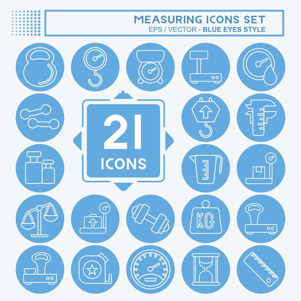 Icon Set Measuring. suitable for education symbol. blue eyes style. simple design editable. design template vector. simple illustration vector