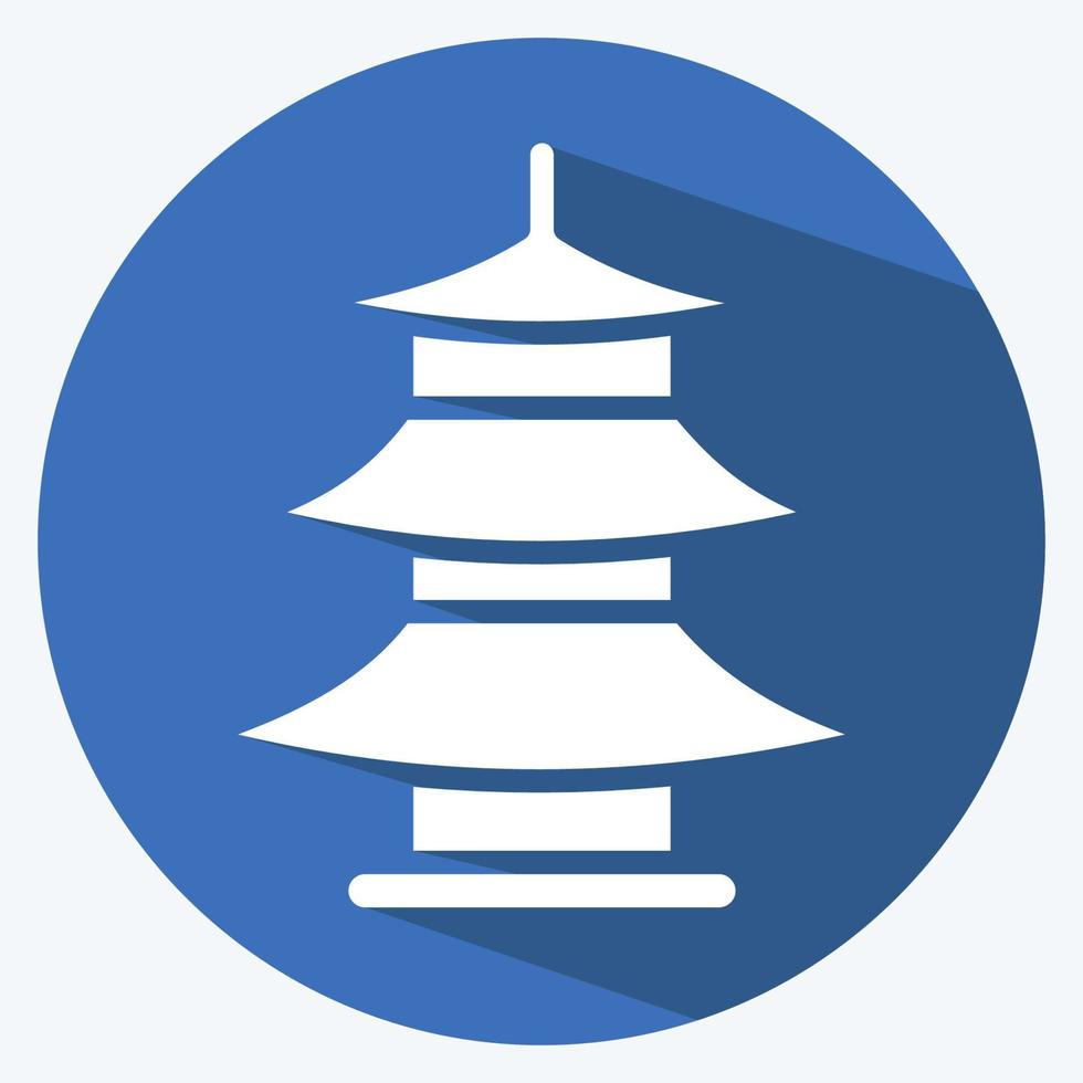 pagoda de icono. adecuado para el símbolo de la educación. estilo de sombra larga. diseño simple editable. vector de plantilla de diseño. ilustración sencilla