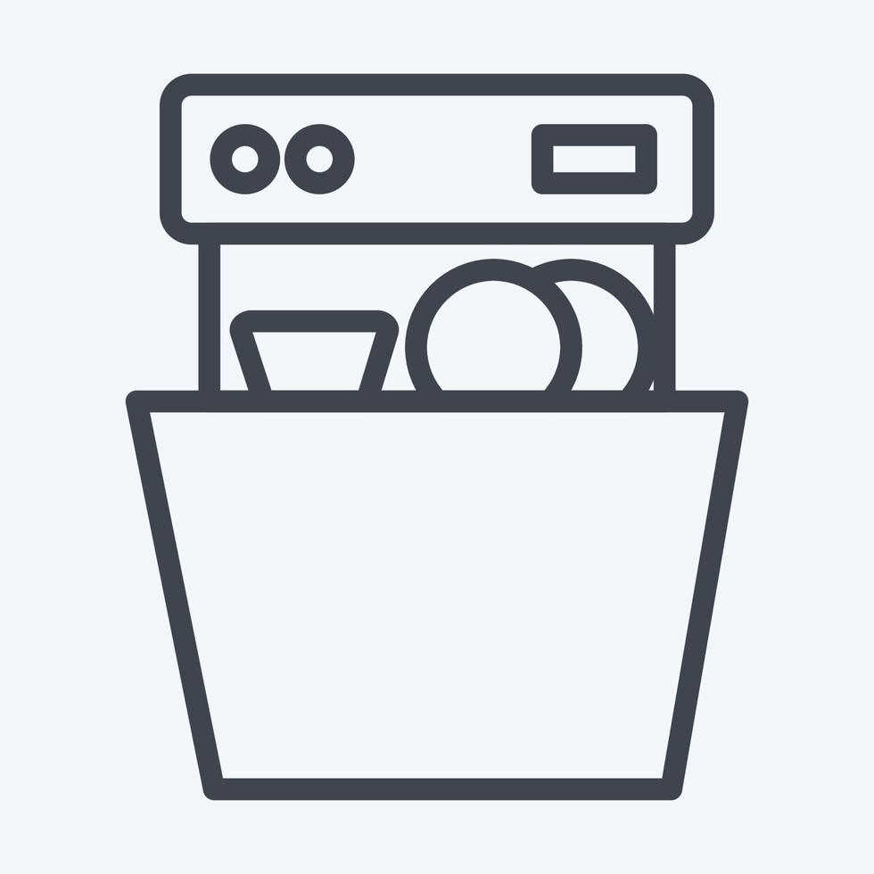 Icon Dishwasher. suitable for Kitchen Appliances symbol. line style. simple design editable. design template vector. simple illustration vector