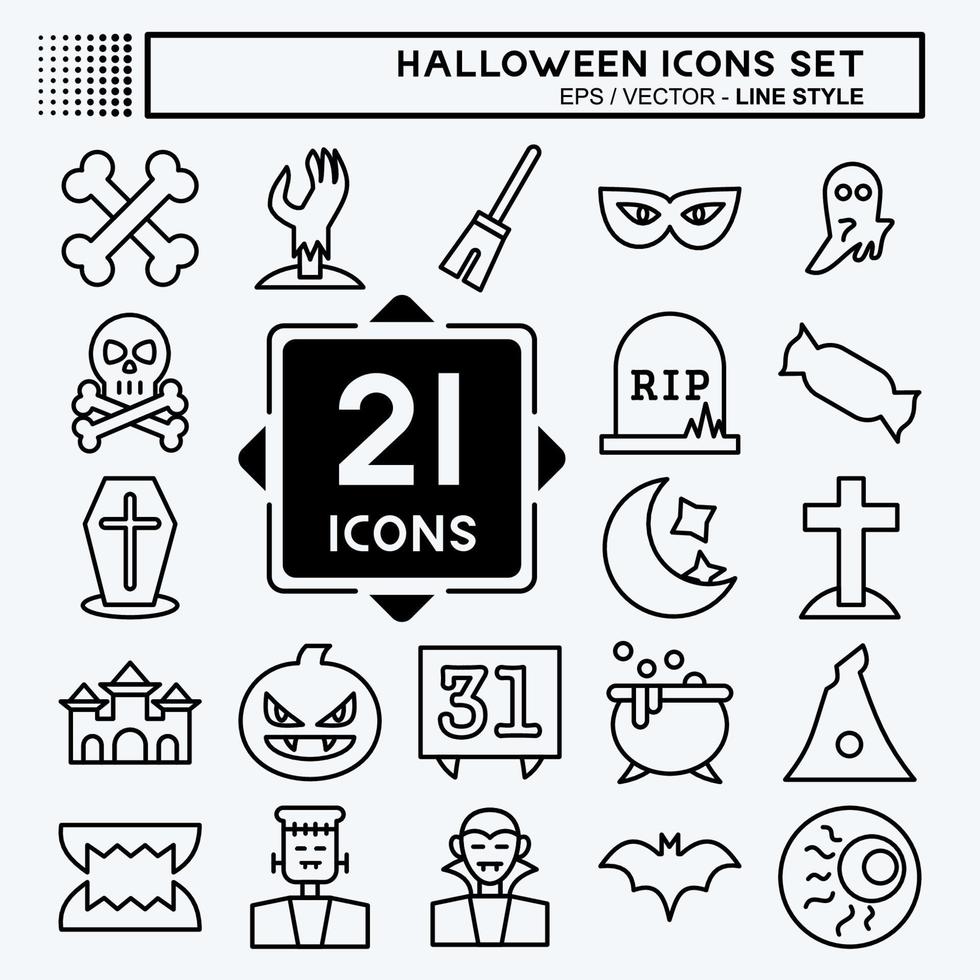 conjunto de iconos de halloween. adecuado para el símbolo de halloween. estilo de línea diseño simple editable. vector de plantilla de diseño. ilustración sencilla