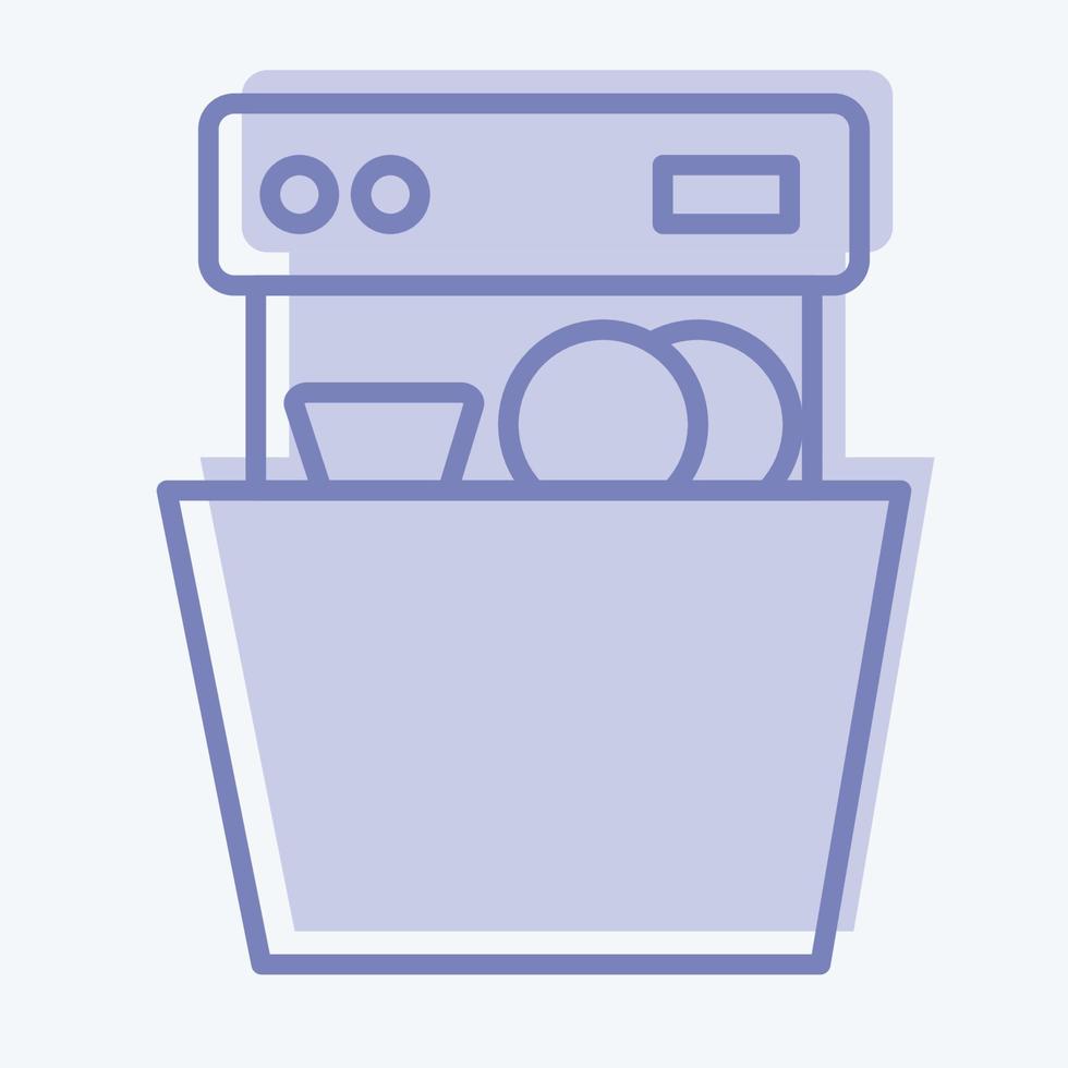 Icon Dishwasher. suitable for Kitchen Appliances symbol. two tone style