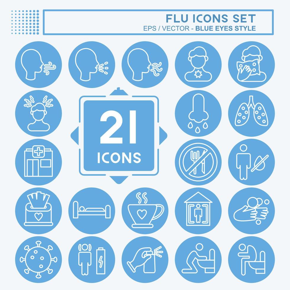 Icon Set Flu. suitable for education symbol. blue eyes style. simple design editable. design template vector. simple illustration vector