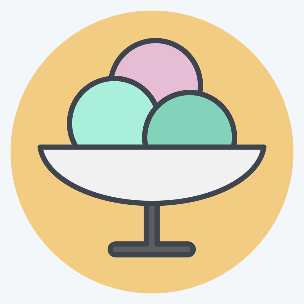 Icon Gelato Bowl. suitable for education symbol. color mate style. simple design editable. design template vector. simple illustration vector