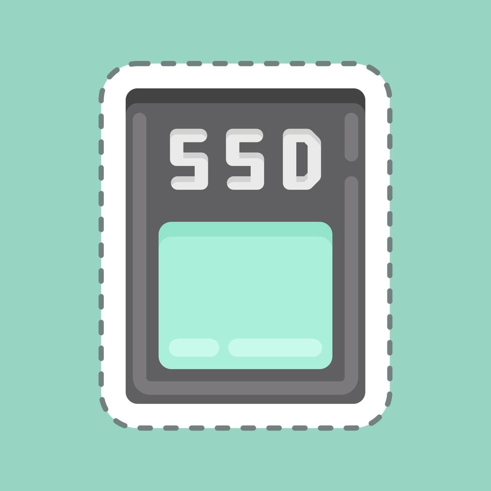 Sticker line cut SSD. suitable for Computer Components symbol. simple design editable. design template vector. simple illustration vector