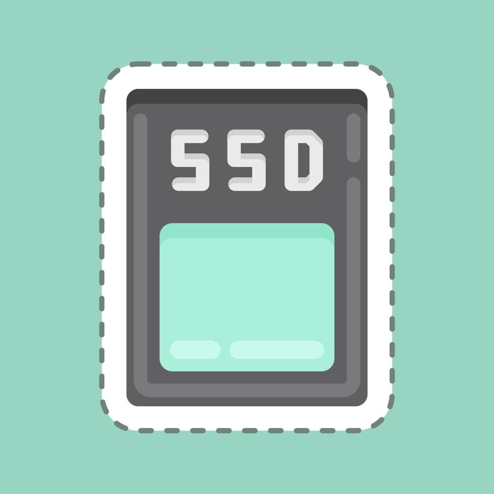 pegatina línea cortada ssd. adecuado para el símbolo de los componentes de la computadora. diseño simple editable. vector de plantilla de diseño. ilustración sencilla