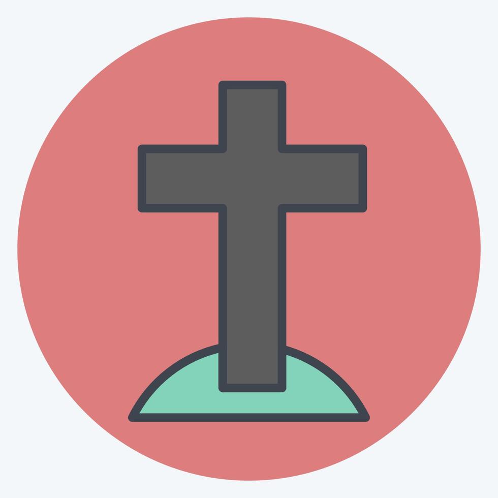 cruz de icono adecuado para el símbolo de halloween. estilo compañero de color. diseño simple editable. vector de plantilla de diseño. ilustración sencilla