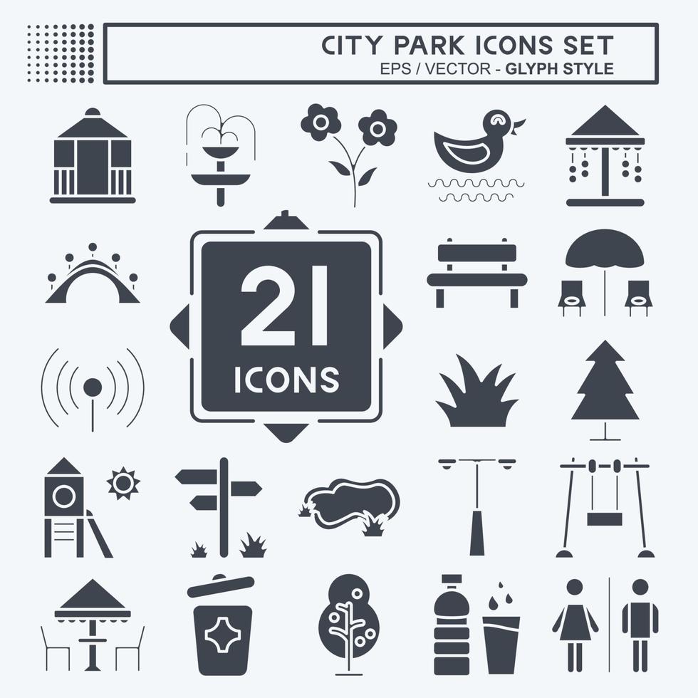 Icon Set City Park. suitable for Building symbol. glyph style. simple design editable. design template vector. simple illustration vector