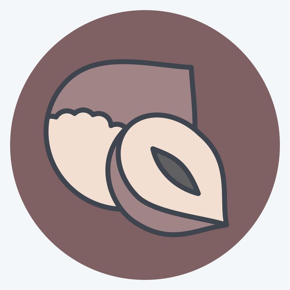 icono de avellana. adecuado para el símbolo de las nueces. estilo compañero de color. diseño simple editable. vector de plantilla de diseño. ilustración sencilla