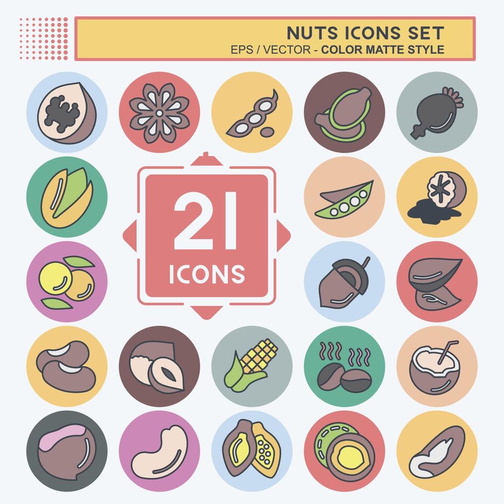 Icon Set Nuts. suitable for Nuts symbol. color mate style. simple design editable. design template vector. simple illustration vector