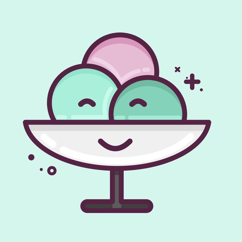 tazón de helado de icono. adecuado para el símbolo de la educación. estilo mbe. diseño simple editable. vector de plantilla de diseño. ilustración sencilla