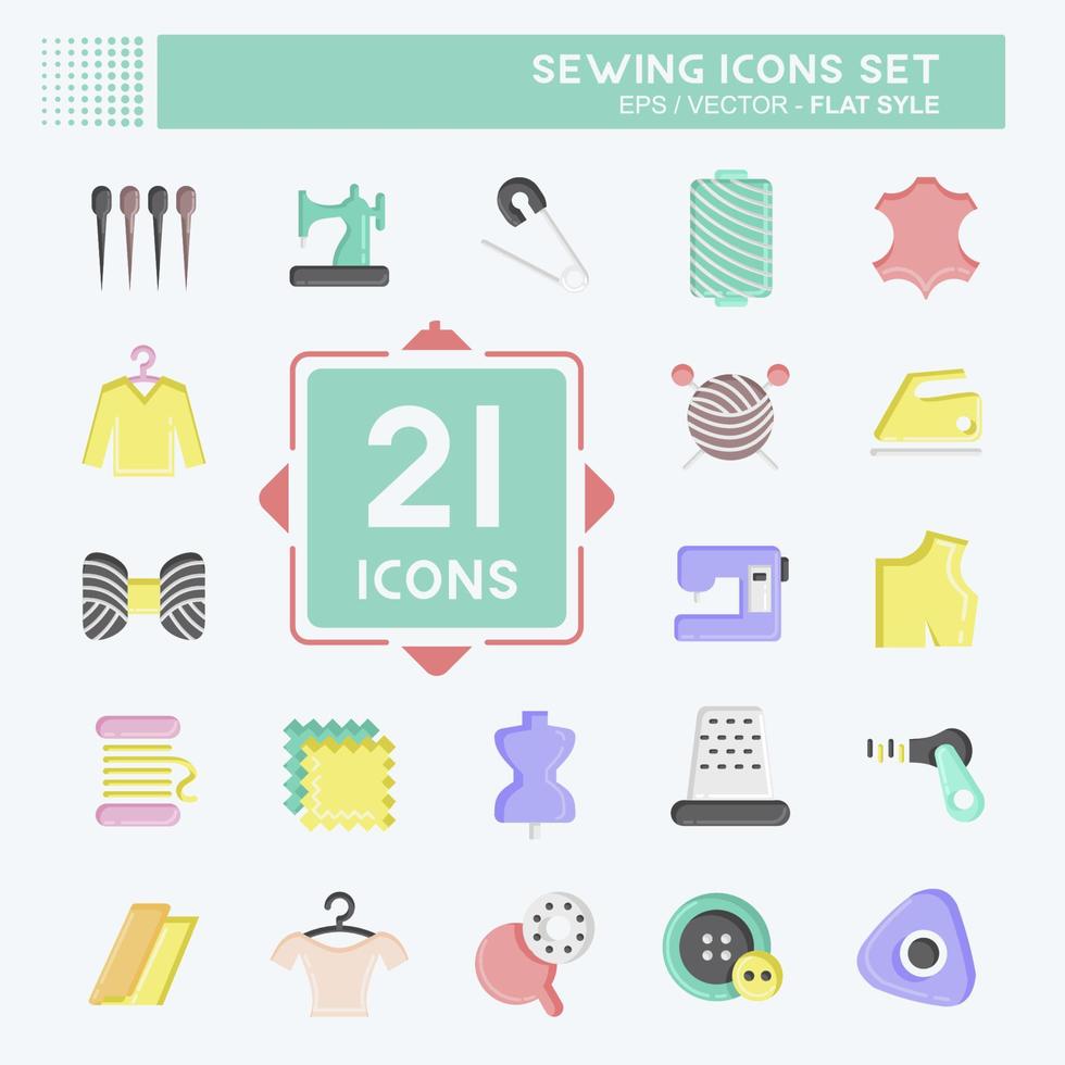 Icon Set Sewing. suitable for education symbol. flat style. simple design editable. design template vector. simple illustration vector