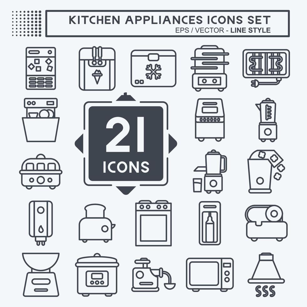 Icon Set Kitchen Appliances. suitable for Kitchen Sets symbol. line style. simple design editable. design template vector. simple illustration vector