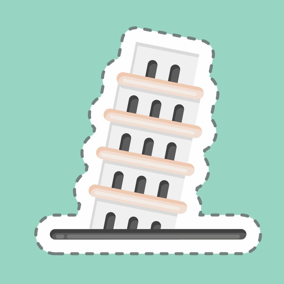 Sticker line cut Pisa. suitable for education symbol. simple design editable. design template vector. simple illustration vector