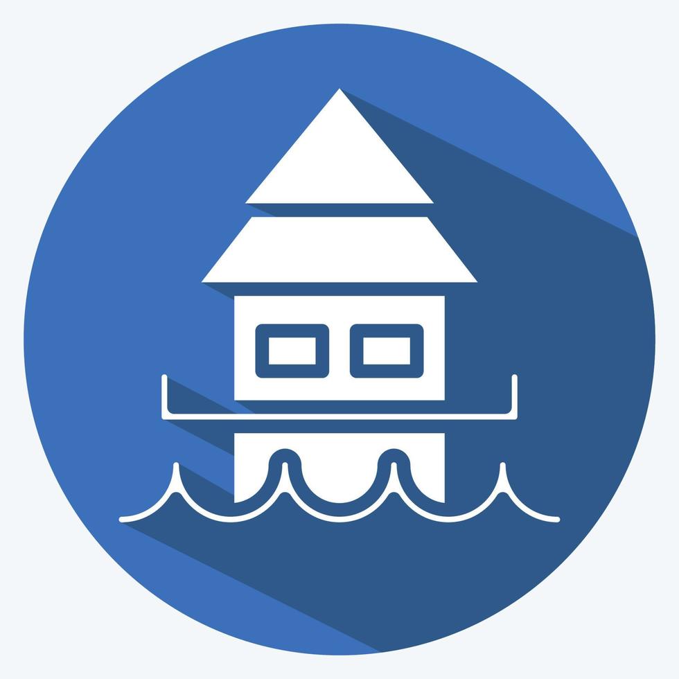 Icon Bungalow. suitable for education symbol. long shadow style. simple design editable. design template vector. simple illustration vector