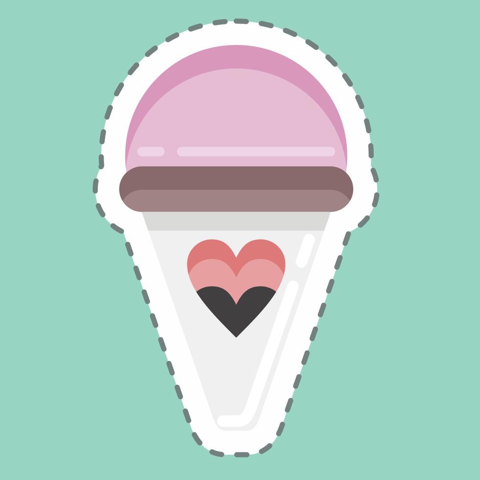 Helado cortado en línea adhesiva. adecuado para el símbolo de la educación. diseño simple editable. vector de plantilla de diseño. ilustración sencilla