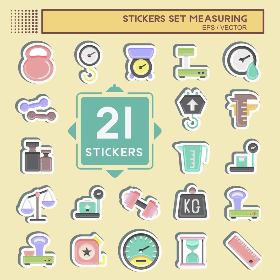 Sticker Set Measuring. suitable for education symbol. simple design editable. design template vector. simple illustration vector