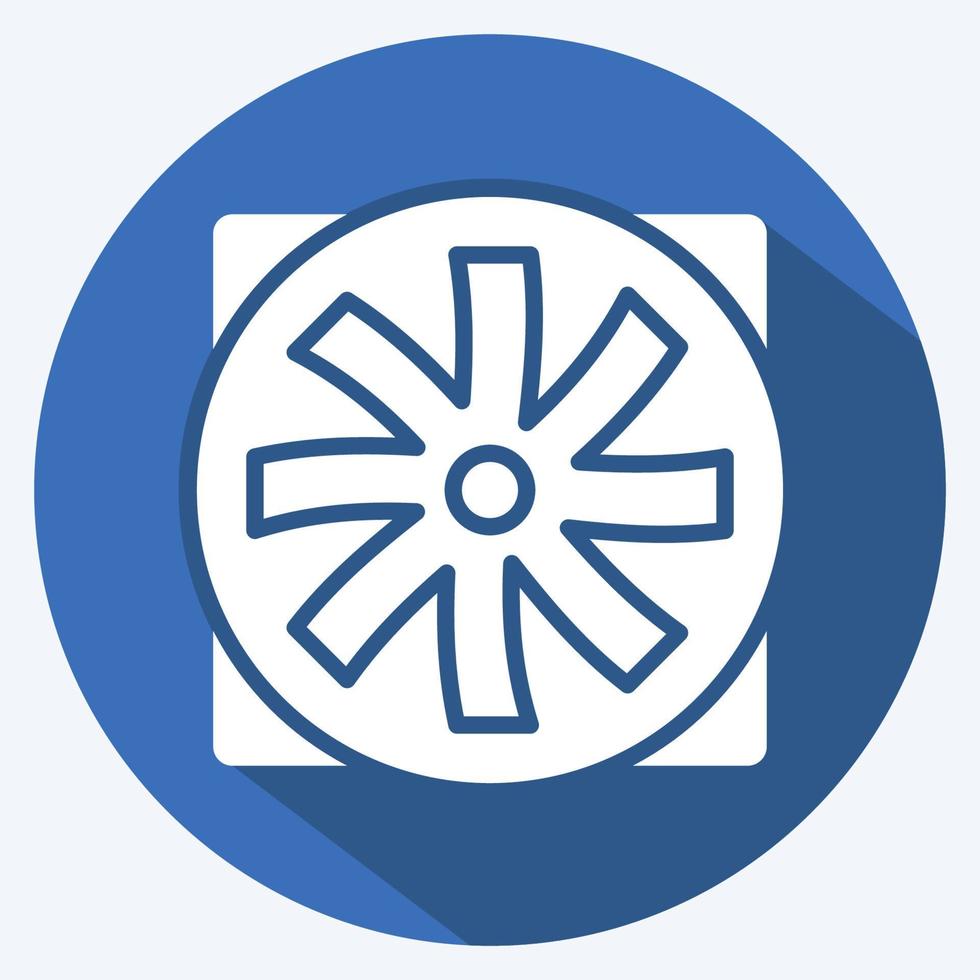 Icon Fan. suitable for Computer Components symbol. long shadow style. simple design editable. design template vector. simple illustration vector